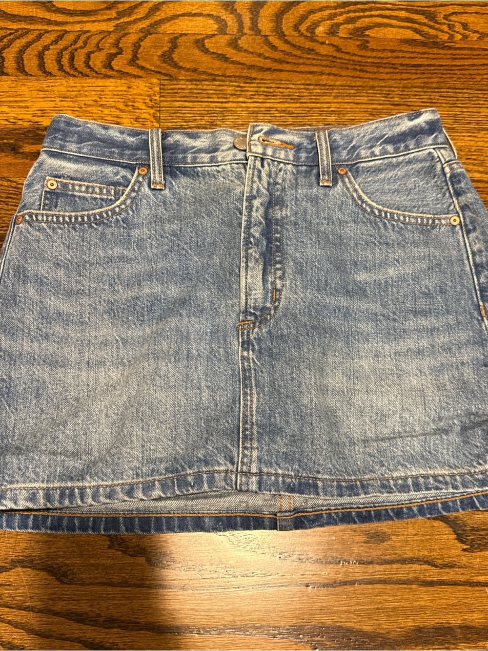 Denim Forum Light Blue Washed Denim Mini Skirt